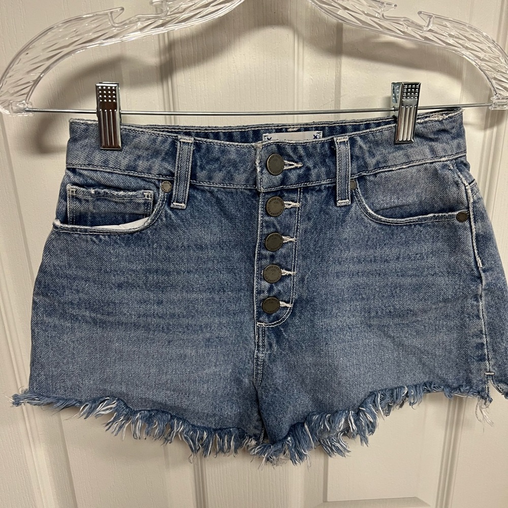 PAIGE button fly denim Margot cut off shorts in indigo wash size 24 NWOT